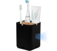 Portaspazzolino per bagno, porta spazzolino elettrico per bambini, organizer per spazzolino da denti e dentifricio, per controsoffitto (3 scomparti, nero)