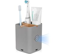 Portaspazzolino per bagno, porta spazzolino elettrico per bambini, organizer per spazzolino da denti e dentifricio, per controsoffitto (3 scomparti, grigio)