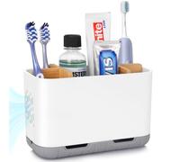 Portaspazzolino per bagno, portaspazzolino elettrico e dentifricio con divisori regolabili e drenaggio, organizer per spazzolino da denti per bambini per piano di lavoro del bagno (bianco)