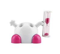 Portaspazzolino per Bambini, Supporto per Dentifricio in Pasta e Simpatico Cartone Animato, Stand con Clessidra per Il Conto alla Rovescia di 3 Minuti(Rosa)