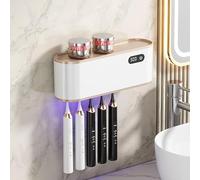 Portaspazzolino, Sterilizzatore UV Per Spazzolini da Denti, Porta Spazzolini Bagno con Dispenser Dentifricio, per 5 Spazzolino, Dispenser Automatico per Dentifricio (bianco)