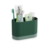 Portaspazzolino verde per bagni, in plastica, per bambini, con drenaggio e vassoio antigoccia, grazioso supporto per dentifricio da doccia, organizer per montaggio a parete e accessori per piano di