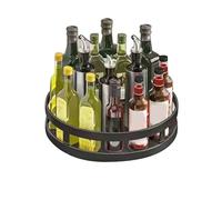 Portaspezie 25 X 6cm Lazy Susan Organizer Acciaio al Carbonio Rotante Condimento Vassoio di stoccaggio Nero Supporto Giradischi per la Cucina Tavolo Dispensa Storage