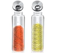 Portaspezie Borosilicato, 2 Pezzi Barattoli Spezie con Coperchi Rotanti, Barattoli Portaspezie in Vetro Borosilicato, Barattoli per Spezie da 500 ml, Adatti per Cucina,Barbecue All'aperto