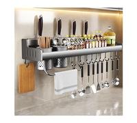 Portaspezie da appendere con ganci mobili e porta utensili, mensola da cucina a parete per asciugamani, coltelli e altro (70 cm, 3 tazze e 10 ganci)(50cm-2 cups-8 hooks)