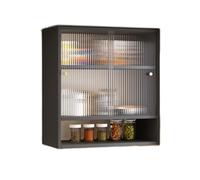 Portaspezie da parete con porta scorrevole, 60 cm, per erbe e condimenti, mobiletto galleggiante per bagno e cucina, soluzione elegante per esposizione