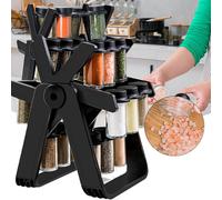 Portaspezie Girevole con 18 Barattoli in Vetro - Set Completo con Etichette e Im