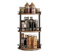 Portaspezie girevole da cucina, scaffale organizer per sciroppo di caffè, supporto per spezie rotante in legno a 3 livelli, multifunzionale per la casa, ripiano retrò per piano di lavoro della cucina