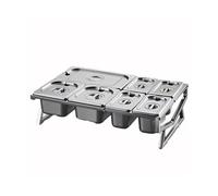 Portaspezie in acciaio inox, design allungabile, set da 6 pezzi, 2 file di scomparti, portaoggetti da appoggio, ideale per organizzare la cucina