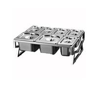 Portaspezie in acciaio inox, design allungabile, set da 6 pezzi, 2 file di scomparti, portaoggetti da appoggio, ideale per organizzare la cucina