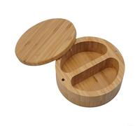 Portaspezie in legno di acacia con coperchio magnetico girevole, contenitore sale e pepe, condimenti da cucina per conservare spezie ed erbe aromatiche, diametro 12 cm, altezza 6 cm