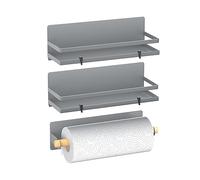 Portaspezie magnetico mobile, organizer magnetico con porta asciugamani di carta da cucina, frigorifero, condimenti, organizer magnetico, grigio, 3 confezioni