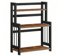 Portaspezie, Scaffale da Cucina a 3 Ripiani, Organizzatore da Banco, Struttura in BambÙ, per Cucina, Sala da Pranzo, Ufficio, Marrone Vintage e Nero [FAI SPAZIO ALLA TUA PASSIONE]Hai una passione per