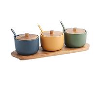 Portaspezie Scatola materiale Cucina Set combinato for uso domestico Barattolo di condimento zucchero e sale in ceramica immagazzinaggio condimenti Pentole for Can