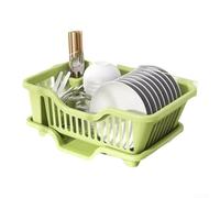 Portaspugna in acciaio inox antiruggine con ciotola di scarico e ripiano orizzontale per sapone per posizionamento sul bancone (piccolo verde)