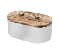 Portatamponi per bagno, scatola di immagazzinaggio in legno con coperchio per tamponi, accessorio da bagno decorativo per forcine per capelli, medicinali, palline di cotone cosmetico, bianco, Se