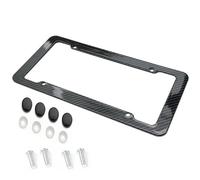 Portatarga 2 pezzi di telaio per targa in plastica con motivo in fibra di carbonio nera, supporto per targhetta auto in metallo e alluminio nero, Porta Targa Auto(1pcs)
