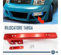 PORTATARGA Anteriore a Scomparsa per Fiat Kit RILOCATORE Laterale ACCIAIO Rosso