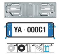 Portatarga anteriore in acciaio UNIVERSALE AUTO RICAMBIO TARGA 375x125 mm LAMPA
