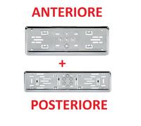 PORTATARGA ANTERIORE E POSTERIORE PER AUTO IN ABS CROMO + VITI UNIVERSALE