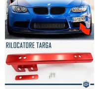 PORTATARGA Anteriore Laterale a Scomparsa per BMW Kit RILOCATORE METALLO Rosso