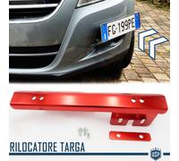 PORTATARGA Anteriore per Peugeot RILOCATORE Laterale a Scomparsa METALLO Rosso