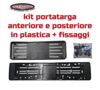 PORTATARGA AUTO ANTERIORE POSTERIORE PLASTICA NERO + VITI FISSAGGI TARGHE 1999»