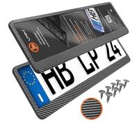 Portatarga Auto - Supporto Targa - [semplice, durevole e sicuro] - 8 viti - 520x110 mm - Carbonio effetto - Porta Targa - adatto a qualsiasi auto - per targhe italiane omologate - Fissaggio per Targa