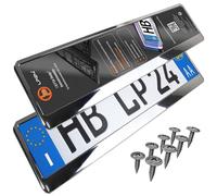 Portatarga Auto - Supporto Targa - [semplice, durevole e sicuro] - 8 viti - 520x110 mm - Cromo effetto - Porta Targa - adatto a qualsiasi auto - per targhe italiane omologate - Fissaggio per Targa