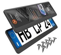 Portatarga Auto - Supporto Targa - [semplice, durevole e sicuro] - 8 viti - 520x110 mm - Nero e discreto - Porta Targa - adatto a qualsiasi auto - per targhe italiane omologate - Fissaggio per Targa