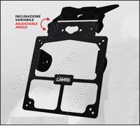 PORTATARGA MOTO UNIVERSALE REGOLABILE NERO con FORI PER FRECCE E LUCE TARGA