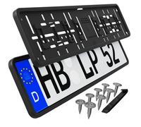 Portatarga per auto, telaio uniforme, supporto per targa auto, colore nero, 2 pezzi