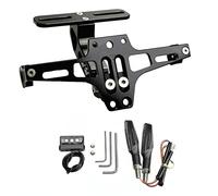 Portatarga per moto con luce di svolta destra e sinistra a LED Luce regolabile Portatarga universale in alluminio CNC per i modelli di moto più comuni (Nero)