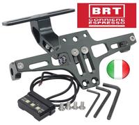 PORTATARGA REGOLABILE MOTO ALLUMINIO CNC Nero UNIVERSALE con LUCE TARGA LED