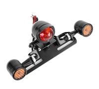 Portatarga Universale Cromato Nero Per Moto, Fanale Posteriore, Indicatori Di Direzione Per Chopper, Bobber, Scrambler Portatarga Moto(Black)