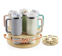 Portatazze Girevole, Organizzatore per 6 Tazze Stanley da 1200ml, Supporto Girevole per Tazze con 360°,Organizer per Tazza da Caffè,Portabicchieri Universale per Casa, Vassoio Portatazze Multifunzione