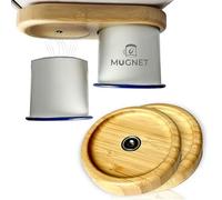 Portatazze magnetico per tazze smaltate fino a 83 mm - Supporto in bambù con magneti potenti - Accessorio per Vanlife e campeggio, idea regalo per camper e roulotte (confezione da 2)