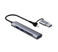 Portatile 5 In 1 USB+Adattatore di Tipo C Lettore di Schede Spina Diretta Convertitore Multi Porta Dati Portatile Estensione Lettura Veloce Trasferimento Dati Veloce