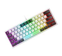 Portatile 60% Tastiera da Gioco , Retroilluminata 7 RGB, US Layout QWERTY Tastiera a Membrana con Sensazione Meccanica con Mini Compact 62 Tasti Keycap in Doppio Colore Bianco e Nero per PC Mac