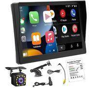 Portatile Autoradio Wireless Apple CarPlay e Android Auto con Parasole, Monitor Touchscreen da Autoradio Bluetooth con Telecamera di Backup, DVR, Mirror Link/Trasmettitore FM/AUX per Veicoli 12V-24V