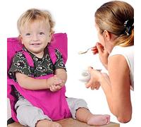 Portatile Bambino Seggiolone Imbracatura di sicurezza, Sediolina per bambini Cintura per seggiolino, Cintura di sicurezza pieghevole adatta per la maggior parte delle sedie (Rosa)