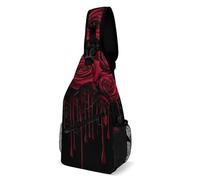 Portatile Borsello Uomo Blood Red Roses Art Borsa Sul Petto Antifurto,Moda Borsa Tattica Sul Petto Militare per Ciclismo Viaggio Uomo