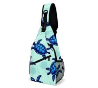 Portatile Borsello Uomo Ocean Animal Teal Blue Sea Turtles Borsa A Tracolla Militare Multifunzionale,Antifurto Borsa Crossbody per Trekking Donna Campeggio