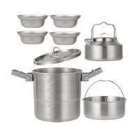 Portatile Campfire Cookware - Backpacking Cooking Set | Durevole Survival Equipment | Lightweight Compact Cook Ware for Lawn Hiking Family Backyard Adults Picnic Travel Outdoor Adventures
