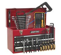 Portatile Cassetta Attrezzi 3 con Sfera Cuscinetto Guide - Rosso/Grigio & 93pc