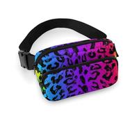 portatile da donna, alla moda, modello piccolo con tracolla regolabile per corsa, escursionismo, allenamento, viaggio, compatibile con stampa leopardo ghepardo colorato arcobaleno