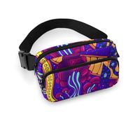 portatile da donna, alla moda, modello piccolo con tracolla regolabile per corsa, escursionismo, allenamento, viaggio, compatibile con doodle colorato paesaggio surreale fungo fantas