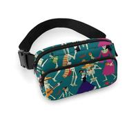portatile da donna, alla moda, modello piccolo con tracolla regolabile per corsa, escursionismo, allenamento, viaggi, compatibile con la danza dello scheletro del giorno dei morti
