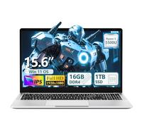 Portatile PC 15,6 pollici, Ryzen 5 5500U processore Notebook, 16 GB di RAM SSD da 1 TB, Laptop display IPS FHD, porta Type-C, USB 3.0, HDMI, tastiera digitale retroilluminata Computer portatile