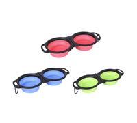 Portatile Pieghevole Silicone Cane Doppio Ciotola da Viaggio Pappa Abbeveratoio